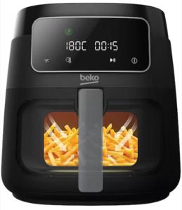 Beko ExpertFry Hot Air Fryer XXL FRL 3374B 7.6 Litre with Window, 1750W, Touch Control Display, 9 Preset Programs Including Defrost, French Fries, Chicken, Grill, Skewer, Bake, Dehydrate, Roast