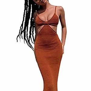 women print knitted bodycon dress y2k spaghetti strap halter midi dresses sleeveless club summer beach dress Lightinthebox