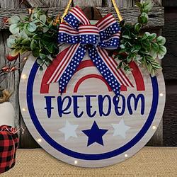 Welcome Guests with Patriotic Pride: Independence Day Welcome Sign - American Wooden Door Plaque with Flag-themed Wreath Hanging, Perfect for Celebrating the Fourth of July in Style Lightinthebox