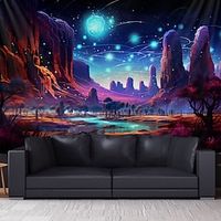 Blacklight Tapestry UV Reactive Glow in the Dark Desert Trippy Mountain Misty Nature Landscape Hanging Tapestry Wall Art Mural for Living Room Bedroom Lightinthebox - thumbnail