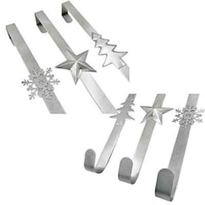 Christmas Wreath Hanger Over The Door Metal Wreath Hook Star Christmas Tree Snowflake Hook for Xmas Party Decor Door Wall Home Office, Silver Lightinthebox