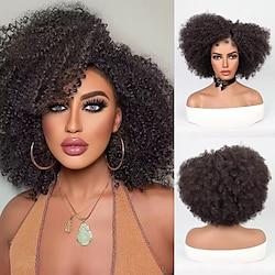 Synthetic Lace Wig Kinky Curly Style 12 inch Dark Brown Bob 13x4 Lace Front Wig Women's Wig Dark Brown Black Lightinthebox