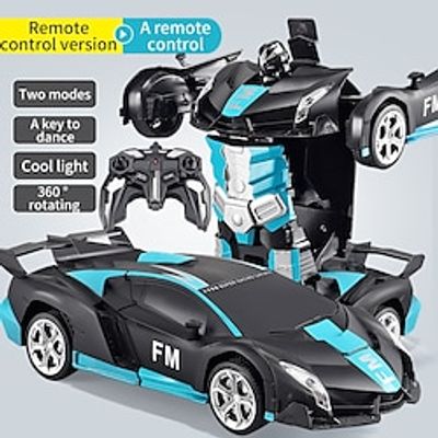 Remote Control Car - Transform , One Button Deformation to Robot with Flashing Light, 2.4Ghz 1:18 Scale Transforming Police Boys Kids Toys Gift with 360 Degree Rotating Drifting Lightinthebox