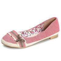 Stripe Bowknot Sweet Lace Flat Casual Shoes For Women