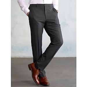 Men's Dress Pants Trousers Suit Pants Pocket Straight Leg Plain Comfort Breathable Formal Business Fashion Streetwear Black Grey Lightinthebox