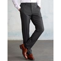 Men's Dress Pants Trousers Suit Pants Pocket Straight Leg Plain Comfort Breathable Formal Business Fashion Streetwear Black Grey Lightinthebox - thumbnail