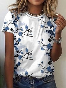 Casual Floral Print Short-Sleeved T-Shirt