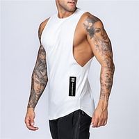 Men's Running Tank Top Sleeveless Tee Tshirt Athletic Athleisure Cotton Breathable Quick Dry Soft Running Active Training Walking Sportswear Activewear Solid Colored Black Army Green Burgundy Lightinthebox - thumbnail