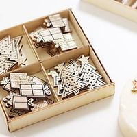 Christmas Decorations Home Party Wooden Window Stickers Wall Stickers Decorations Christmas Tree Pendants miniinthebox - thumbnail