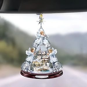 1pc Christmas Three Angels, Acrylic Decorative Pendant, Car Accessories, Rearview Mirror Decoration Pendant, Christmas Tree Ornaments, 2D Flat Pendant miniinthebox