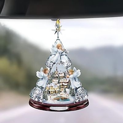 1pc Christmas Three Angels, Acrylic Decorative Pendant, Car Accessories, Rearview Mirror Decoration Pendant, Christmas Tree Ornaments, 2D Flat Pendant miniinthebox