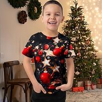 Christmas Boys 3D Christmas Tree Tee Shirt Short Sleeve 3D Print Fall Active Sports Fashion Polyester Kids 3-12 Years Outdoor Casual Daily Regular Fit Lightinthebox - thumbnail