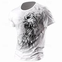 Graphic Lion Retro Vintage Casual Street Style Men's 3D Print T shirt Tee Sports Outdoor Holiday Going out T shirt White Khaki Gray Short Sleeve Crew Neck Shirt Spring Summer Clothing Apparel S M L Lightinthebox