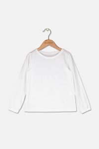 Kids Girls Round Neck Long Sleeve T-Shirt  White