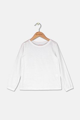 Kids Girls Round Neck Long Sleeve T-Shirt  White