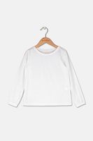 Kids Girls Round Neck Long Sleeve T-Shirt  White - thumbnail