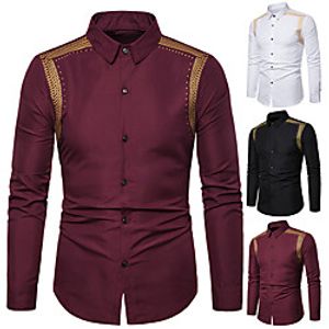 Men's Shirt Plain Long Sleeve Casual Tops Tropical Exaggerated Wine White Black miniinthebox