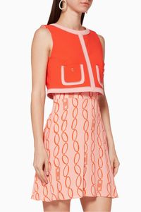 Logo Chain-Print Flared Dress
