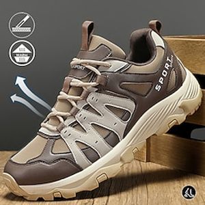 Men's Boots Sporty Look Hiking Boots Hiking Walking Sporty Casual Outdoor Daily Leather PU Height Increasing Slip Resistant Lace-up Brown Green Gray Color Block Spring Fall Lightinthebox