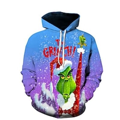 The Grinch Grinch Ugly Christmas Sweater  Sweatshirt Hoodie Print Front Pocket Graphic Hoodie For Men's Women's Unisex Adults' 3D Print 100% Polyester Party Festival Lightinthebox