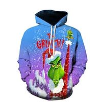 The Grinch Grinch Ugly Christmas Sweater  Sweatshirt Hoodie Print Front Pocket Graphic Hoodie For Men's Women's Unisex Adults' 3D Print 100% Polyester Party Festival Lightinthebox - thumbnail