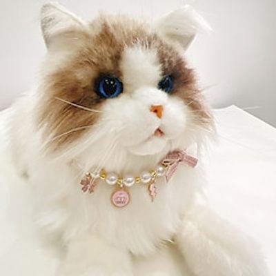 Amazon Japan and South Korea Pet Necklace Cat Neck Pearl jewelry Yorkshire Blue white English short American short pet collar Lightinthebox