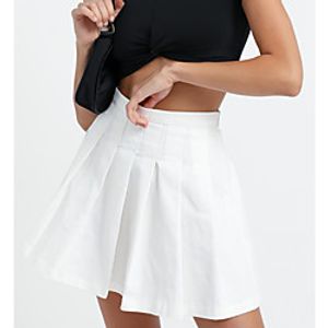 Women's Homecoming Casual / Daily Elegant Preppy Skirts Solid Colored Pleated White Black miniinthebox