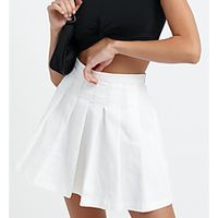 Women's Homecoming Casual / Daily Elegant Preppy Skirts Solid Colored Pleated White Black miniinthebox - thumbnail
