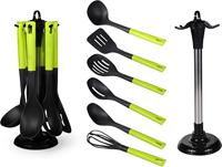 Royalford Nylon Kitchen Tool Set of 7, Green/Black - RF9676