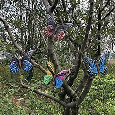 4Pcs 3D Metal Butterfly Wall Art Inspirational Wall Decor Sculpture Hanging Indoor Outdoor for Living Room Bedroom Study Kitchen Door Decoration. (6.5x5x0.6 inches Mixed color butterfly) Lightinthebox