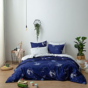 Duvet cover set with zipper with universe adventure theme star planets print for Kids Teen Girls, breathable and soft Lightinthebox