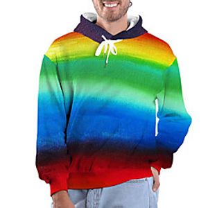 Men's Pullover Hoodie Sweatshirt Rainbow Graphic Prints Print Hooded Daily Sports 3D Print 3D Print Casual Hoodies Sweatshirts  Long Sleeve Rainbow miniinthebox