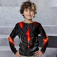Boys 3D Fire Tee Shirt Long Sleeve 3D Print Spring Fall Sports Fashion Streetwear Polyester Kids 3-12 Years Crew Neck Outdoor Casual Daily Regular Fit Lightinthebox - thumbnail