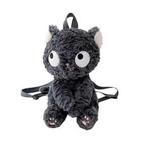 Women's Plush Backpack Mini Backpack Daily Cat Faux Fur Breathable Zipper Black Lightinthebox