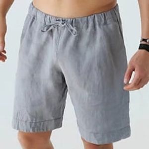 Men's Shorts Linen Shorts Summer Shorts Drawstring Elastic Waist Plain Comfort Breathable Short Casual Holiday Going out Linen / Cotton Blend Fashion Streetwear White Yellow miniinthebox