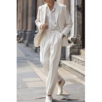 Men's Dress Pants Trousers Casual Pants Suit Pants Front Pocket Straight Leg Plain Comfort Breathable Casual Daily Holiday Fashion Basic White #2 Lightinthebox