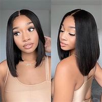 Beginner Friendly Glueless Silky Blunt Cut 4x4 Closure Bob Wig 100% Human Hair Lightinthebox - thumbnail