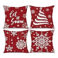 Double Side Christmas Snowflake Print Pillow Cover 1PC Soft Decorative Square Cushion Case Pillowcase for BedroomLivingroom Sofa Couch Chair miniinthebox - thumbnail