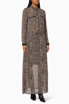Fitted Long Dress in Viscose Voile Fitted Long Dress in Viscose Voile