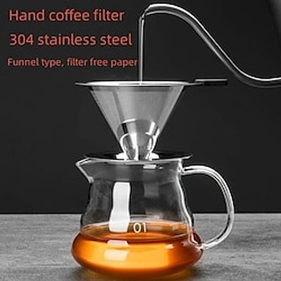 Double Stainless Steel Coffee Funnel - Handmade Coffee Filter For Precise Drip Brewing And Ground Coffee. Lightinthebox