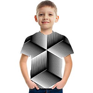 Kids Boys' T shirt Tee Short Sleeve Graphic Optical Illusion Color Block Rainbow Children Tops Summer Active Streetwear Sports 3-12 Years miniinthebox