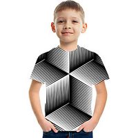 Kids Boys' T shirt Tee Short Sleeve Graphic Optical Illusion Color Block Rainbow Children Tops Summer Active Streetwear Sports 3-12 Years miniinthebox - thumbnail