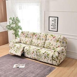 Stretch Recliner Cover 3 Seater Couch Slipcover Reclining Cover Floral with Elastic Loop, Anti-cat Scratch Furniture Protector for Kids, Pets, Dogs, Cats miniinthebox