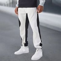 Men's Sweatpants Joggers Patchwork Elastic Waist Elastic Cuff Color Block Comfort Breathable Casual Daily Holiday Sports Fashion White miniinthebox