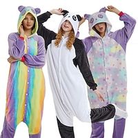 Adults' Kigurumi Pajamas Nightwear Onesie Pajamas Panda Animal Animal Onesie Pajamas Cute Flannelette polyester fibre Cosplay For Men and Women Animal Sleepwear Cartoon Lightinthebox - thumbnail
