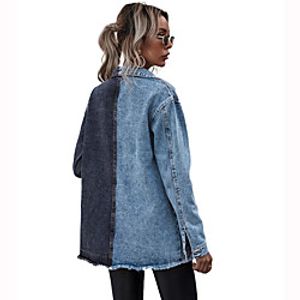 Women's Solid Color Others Casual Fall Coat Regular Casual  Daily Cotton Coat Tops Blue Lightinthebox
