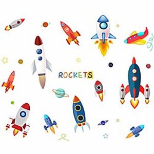 cartoon wall stickers rocket shape wall decals wallpaper kids room kindergarten ornament home bedroom decor - rocket Lightinthebox