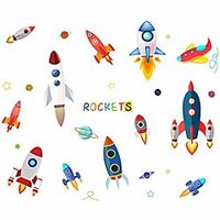 cartoon wall stickers rocket shape wall decals wallpaper kids room kindergarten ornament home bedroom decor - rocket Lightinthebox - thumbnail