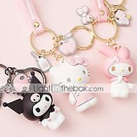 premium quality adorable cartoon keychain keyring purse handbag charms, hello kitty/my melody/kuromi/keroppi/badtz-maru (my melody) miniinthebox - thumbnail
