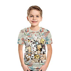 Kids Boys' T shirt Tee Short Sleeve Dog 3D Print Animal Beige Children Tops Summer Active Daily Wear Regular Fit 3-12 Years Lightinthebox